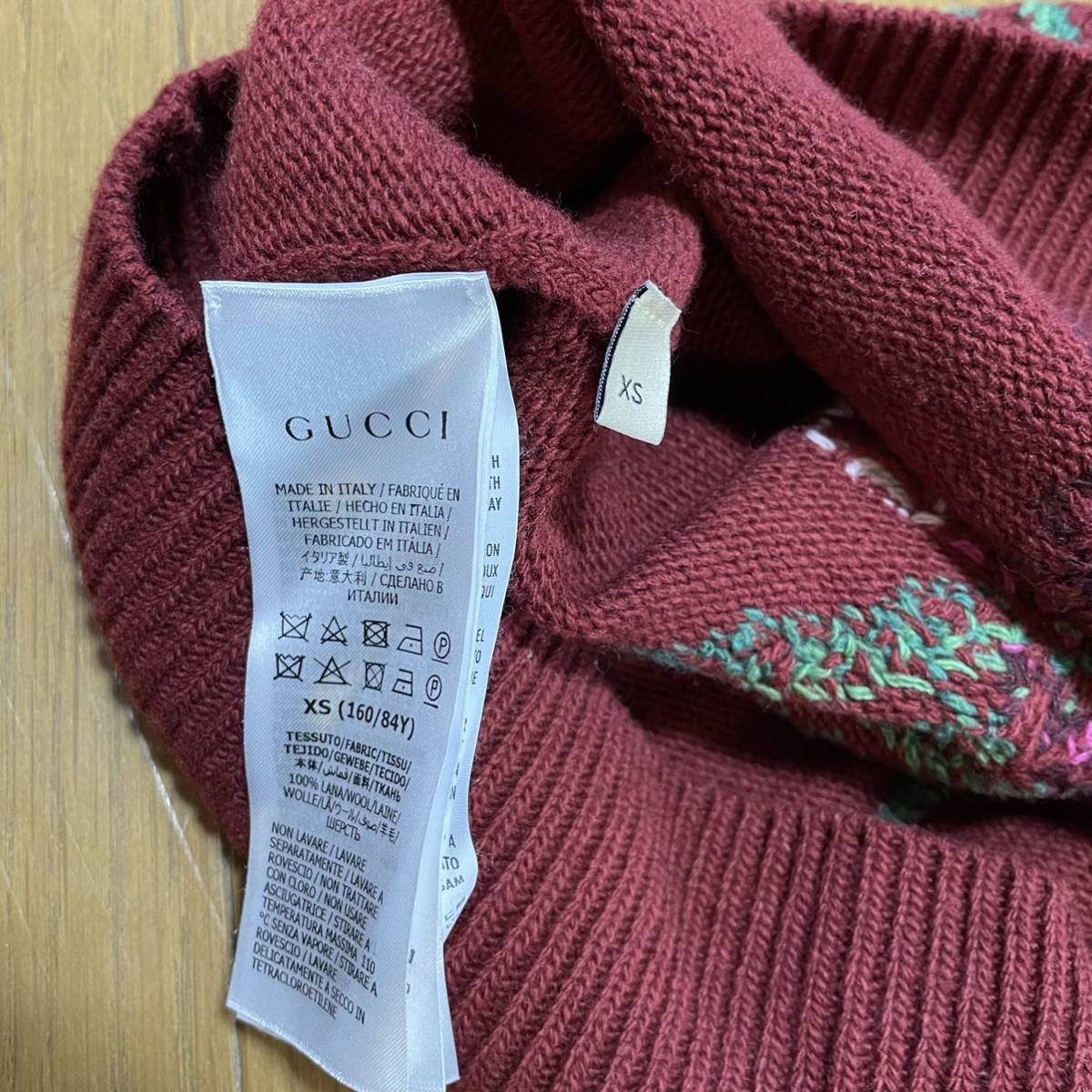 ●Gucciグッチえんじ色booms花柄ニットベストXS新品_画像4