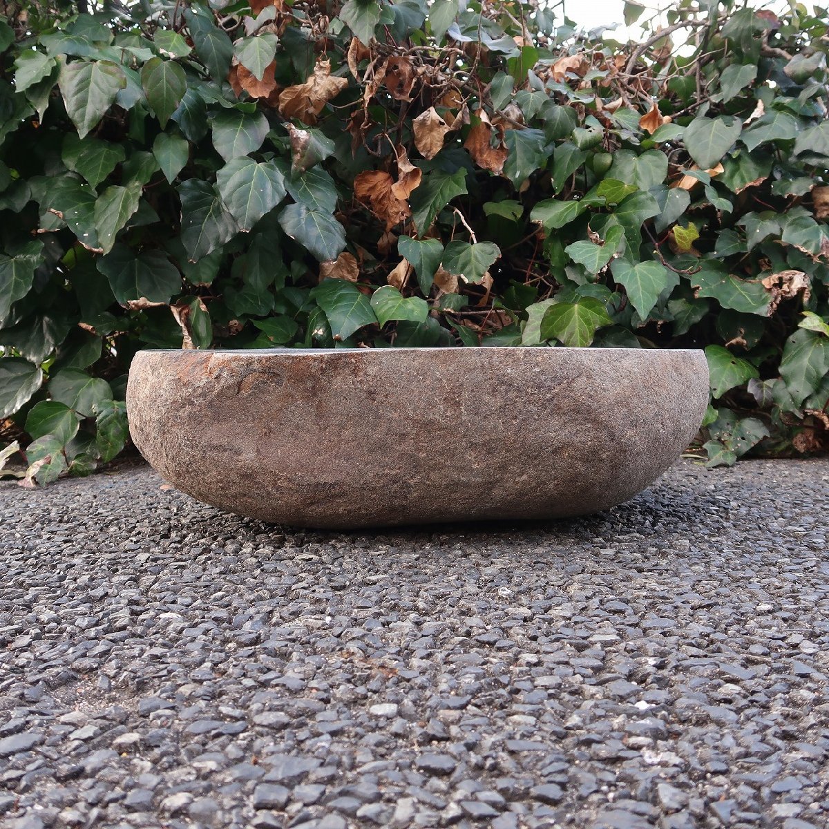  natural stone ...... hand water pot Rebirth tone L 52.5X44 Tsukuba . water lily pot .... pot me Dakar pot medaka pot garden tsubo garden 250927