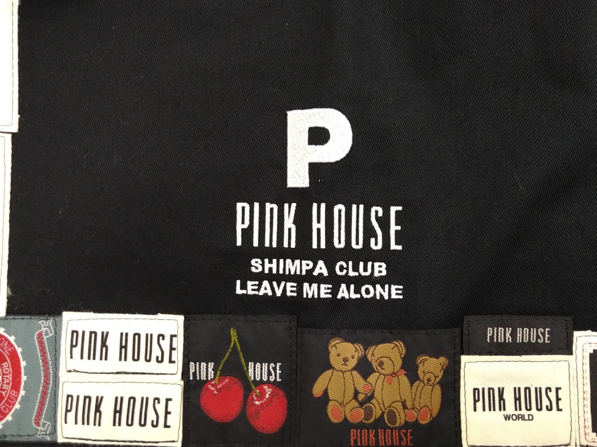 PINK HOUSE сумка нашивка Pink House большая сумка чёрный клубника Blue Ribbon Margaret имя много большая сумка to-10