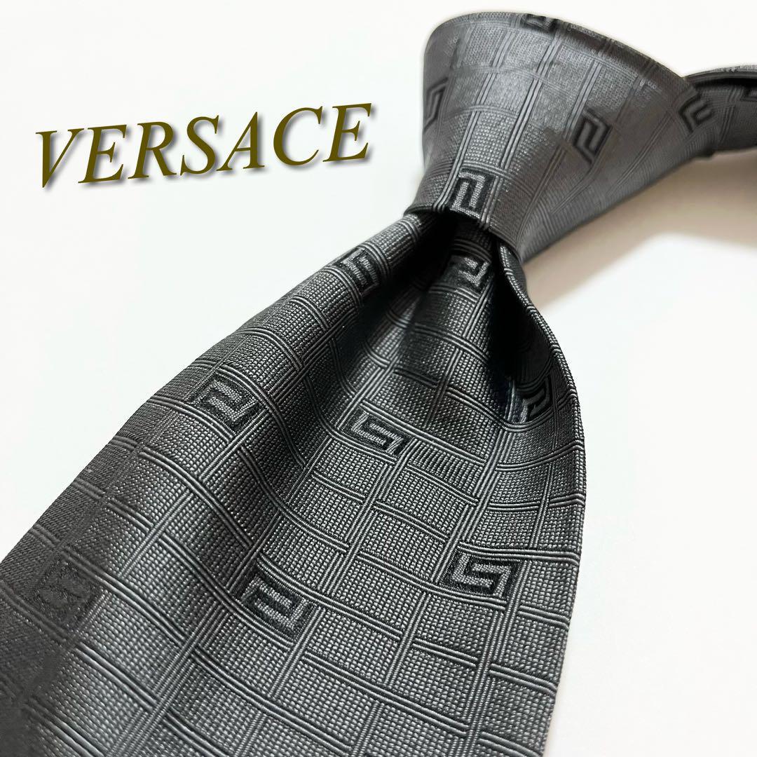 [ beautiful goods ]VERSACE Versace necktie Gree k pattern silk barokomete.- mackerel lock men's suit high brand high class brand Logo 