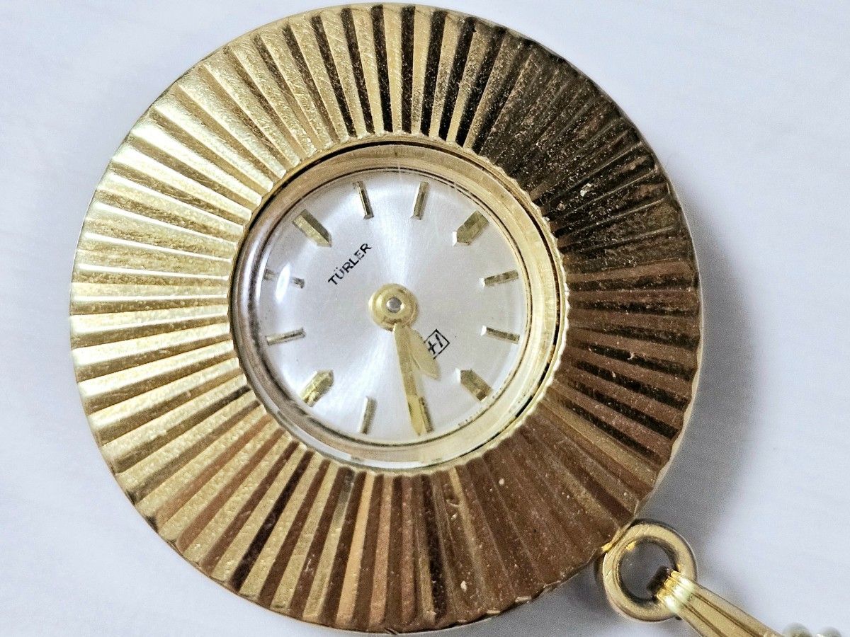 TURLER チューラー ペンダントウォッチ ネックレスウォッチ GOLDカラー 機械式時計