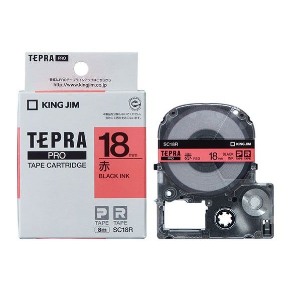 【新品/未使用】1個 TEPRA PRO テープ SC18R 18mm （パステル・赤・黒文字） テプラ  キングジム