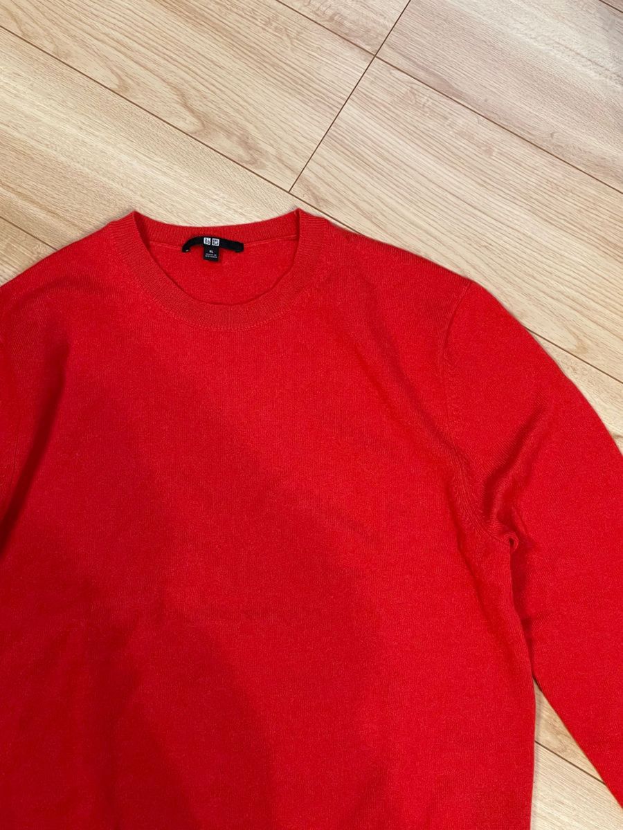 ユニクロ　カシミヤクルーネックセーター　カシミア　ニット　セーター　赤　XL