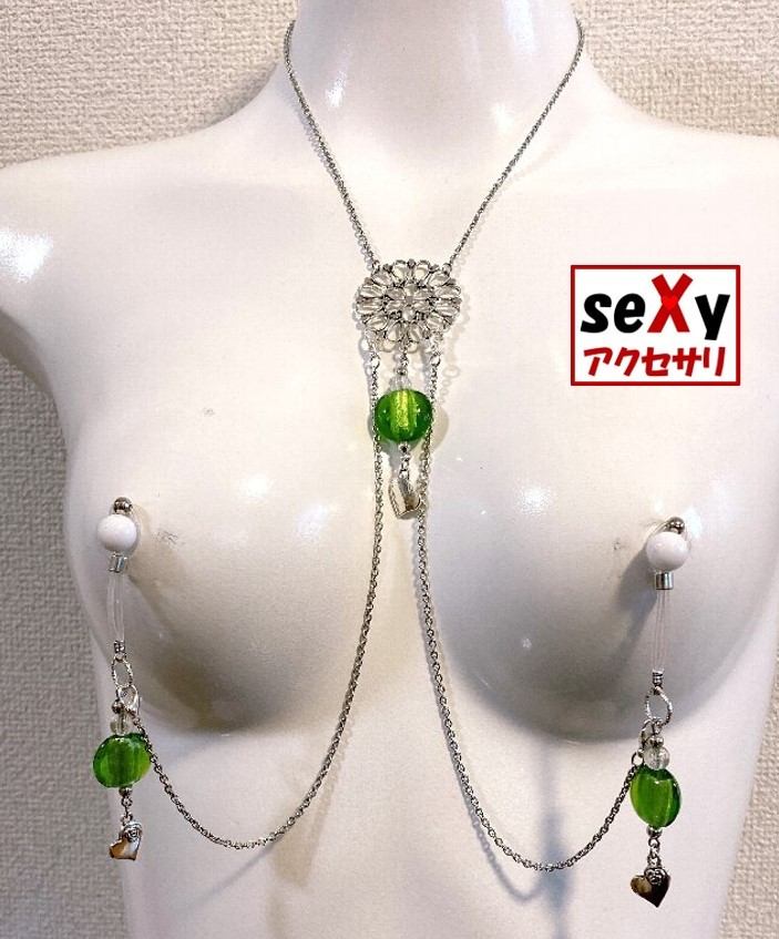 【ハンドメイド】seXyアクセサリ★ネックレス＆ニップルチャーム　SNN182_画像1