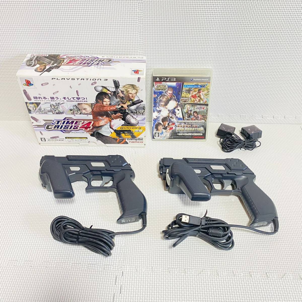 即決☆ PS3 BIG3 GUN SHOOTING ガンコン3 セット namco NC-109 ガンコン コントローラー ナムコ タイムクライシス4 ソフト LEDマーカー_画像1