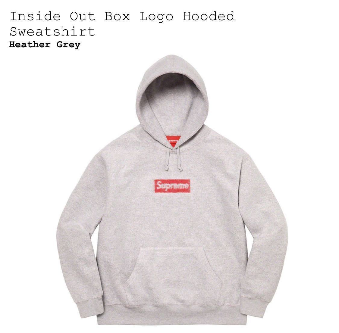 【新品・国内】M グレー Supreme Inside Out Box Logo Hooded Sweatshirt Grey シュプリーム インサイド アウト ボックス ロゴ フーディー_画像1