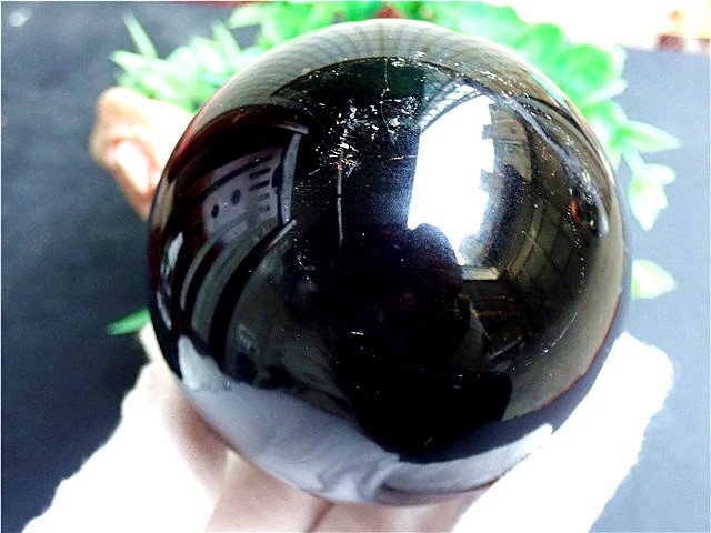 約：67mmAAA級【魔除け】天然モリオン黒水晶丸玉178C1-46C49b_画像1