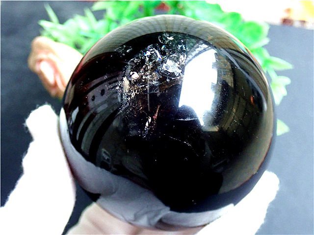 約：67mmAAA級【魔除け】天然モリオン黒水晶丸玉178C1-46C49b_画像3