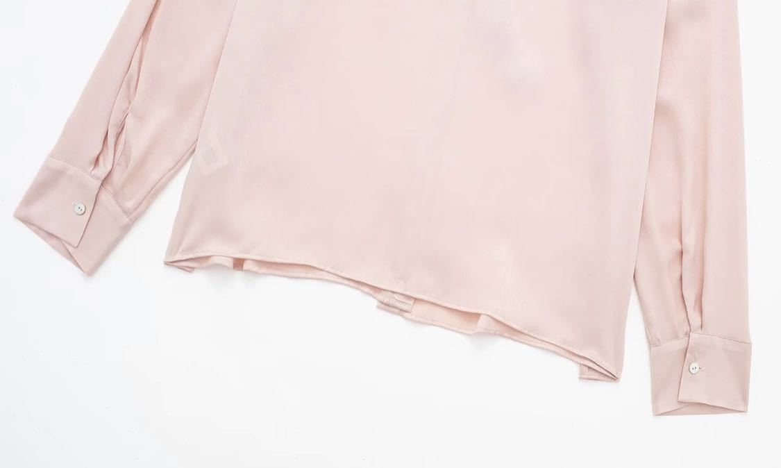 pink vintage ヴィンテージ レトロ サテン ボウタイ シャツ ブラウス トップス Mサイズ レディース★ZARA 好きな方に★2024 早春新作 新品_画像10