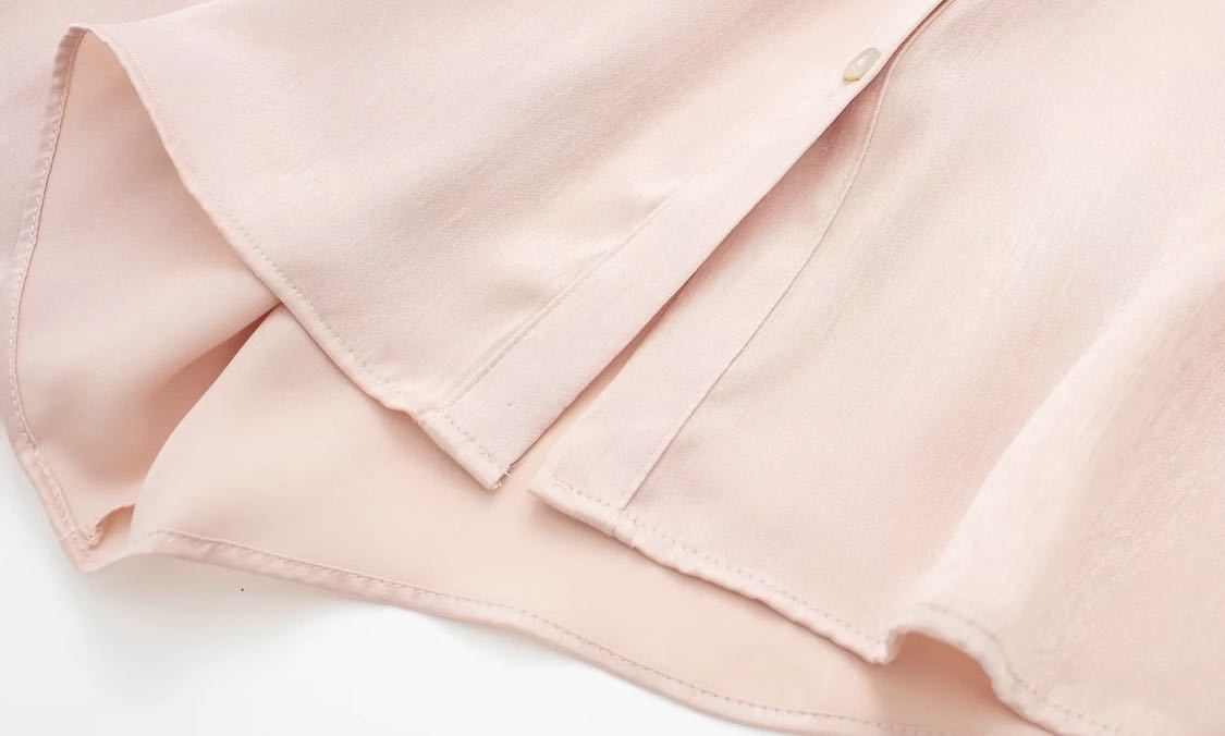 pink vintage ヴィンテージ レトロ サテン ボウタイ シャツ ブラウス トップス Sサイズ レディース★ZARA 好きな方に★2024 早春新作 新品_画像8