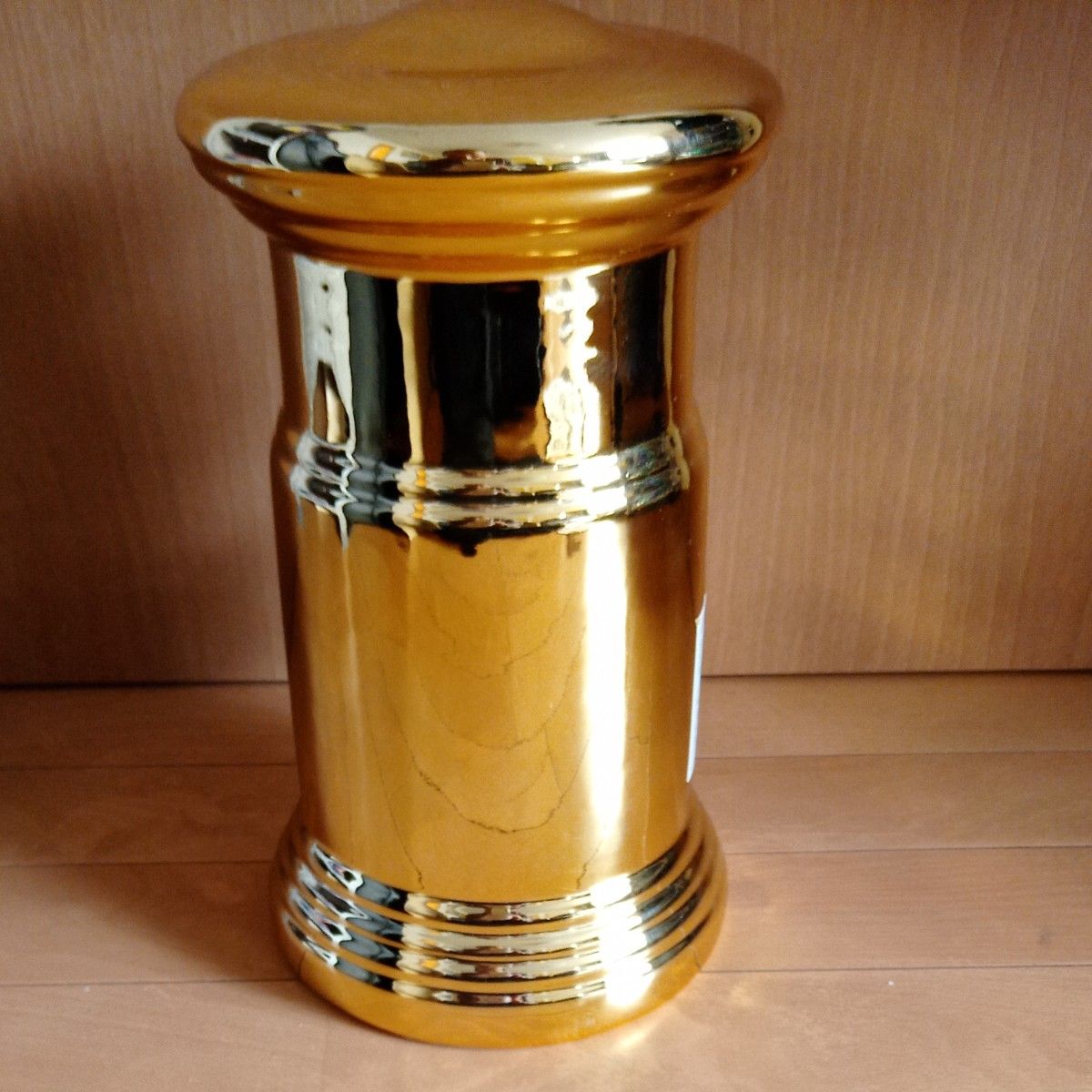 超稀少 郵便ポスト特大30cmゴールド貯金箱 レトロ 陶器製 ゴールド