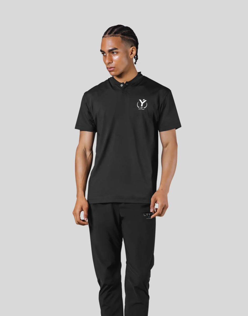 | полная распродажа товар | LYFT подъёмник футболка LAUREL Y STRETCH BUTTON NECK T-SHIRT BLACK тренировка одежда 