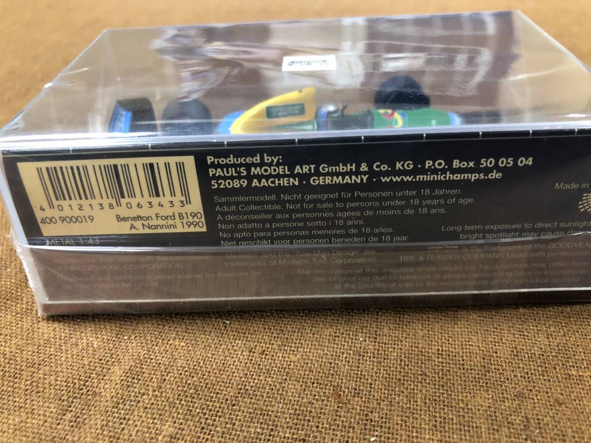 【中古】1/43 ピケ MINICHAMPS Benetton B190 Ford #20 Piquet 1990 F1 ベネトン フォード HB ミニチャンプス_画像3