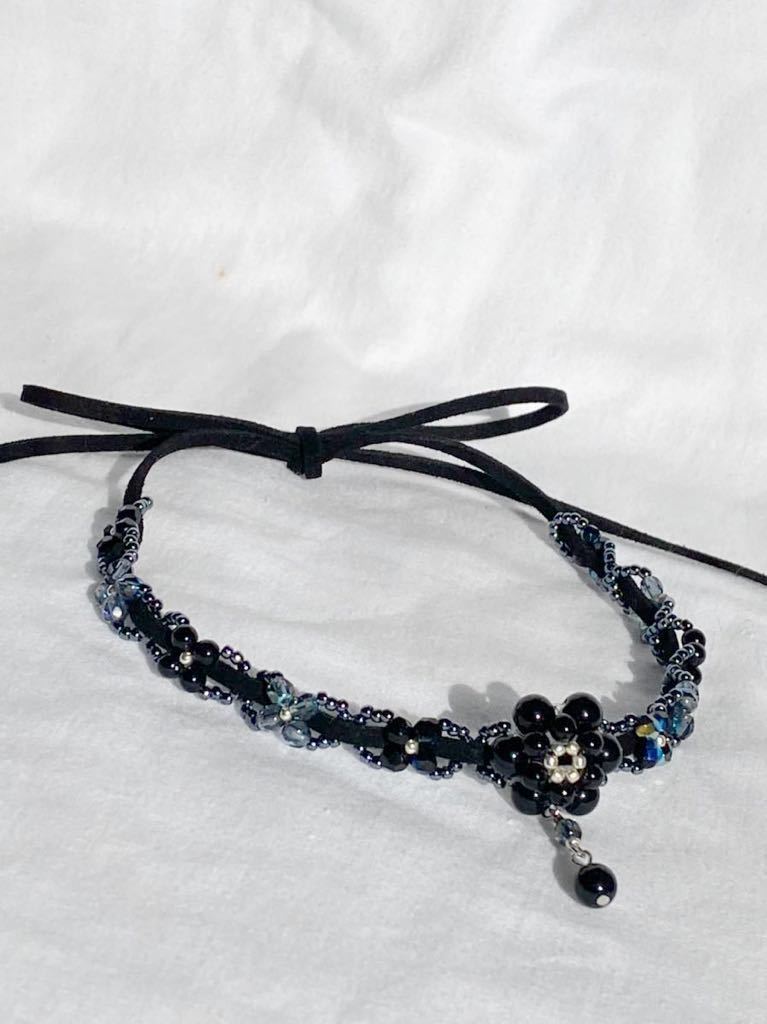 **glider** resin pearl ( black ) gorgeous . choker 