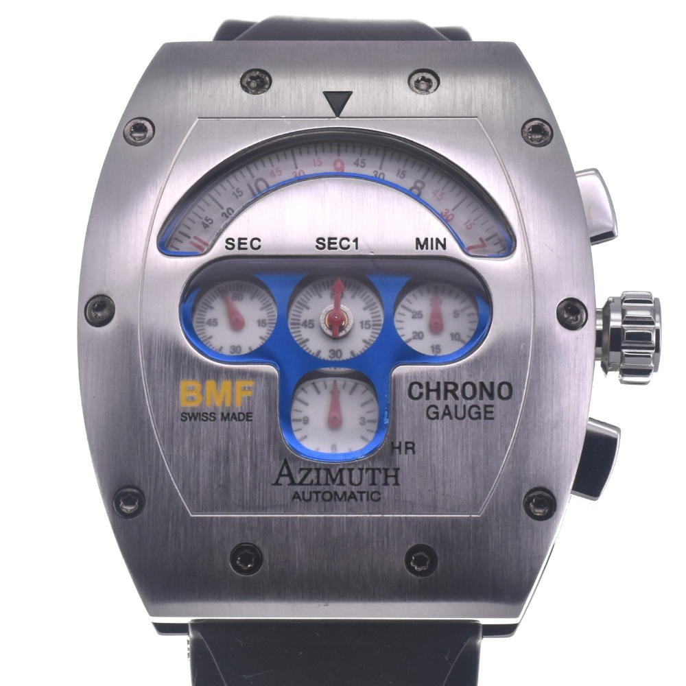 ^ scad m-toAZIMUTH 093-07CGM-1 Chrono gauge mechanism 1 BMF AM1CGWSR self-winding watch men's beautiful goods G#125160