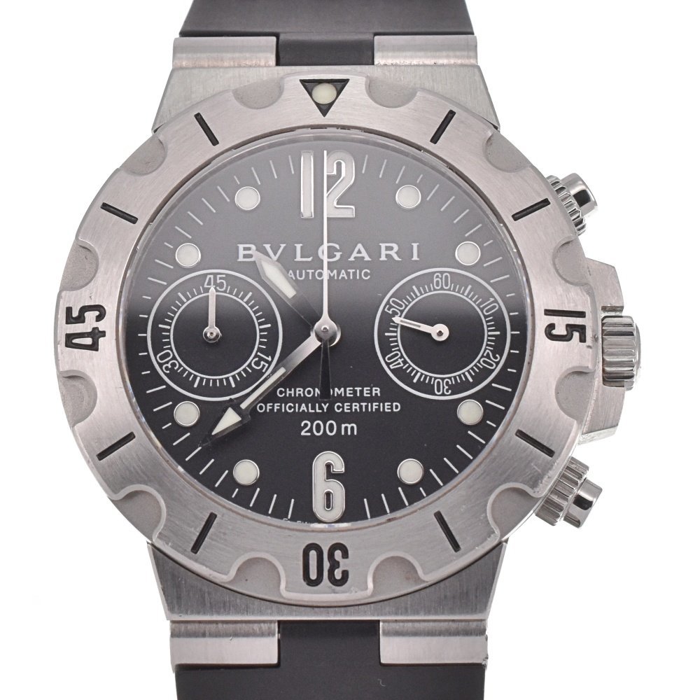 ブルガリ BVLGARI SCB38S ディアゴノ スクーバ クロノグラフ 自動巻き メンズ 良品 箱・保証書付き G#128631