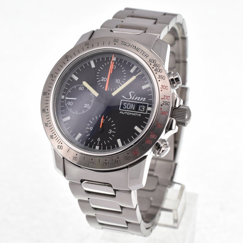 ジン Sinn 303 AUTOBAHN クロノグラフ デイデイト 自動巻き メンズ 美品 H#128708_画像2