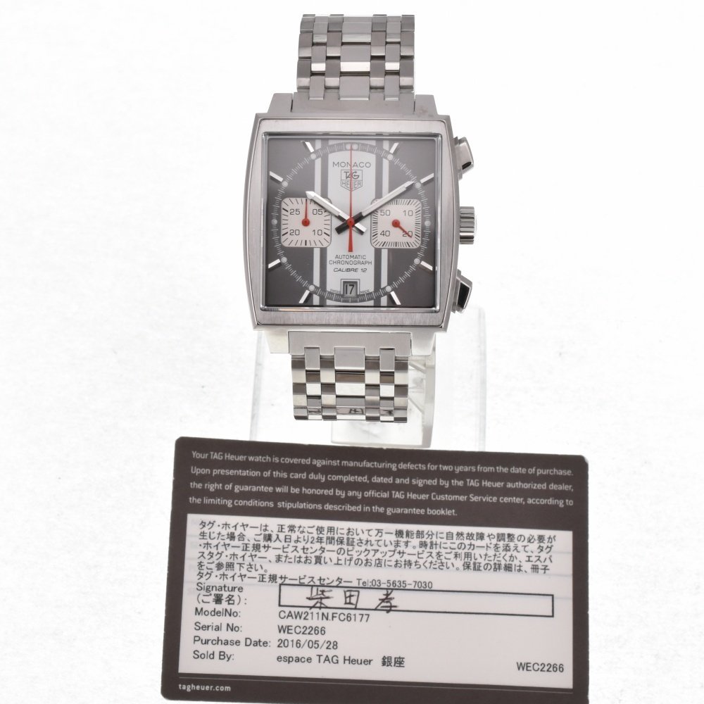  TAG Heuer TAG HEUER CAW211N Monaco kyali bar 12 chronograph btik edition self-winding watch men's beautiful goods written guarantee attaching H#128145