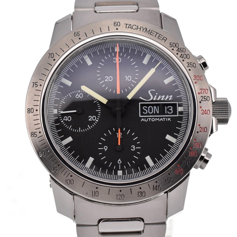 ジン Sinn 303 AUTOBAHN クロノグラフ デイデイト 自動巻き メンズ 美品 H#128708_画像1