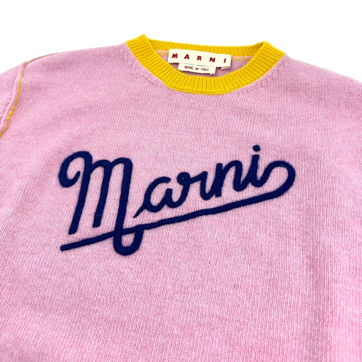 K★１円～ 未使用 保管品 タグなし MARNI マルニ ウールセーター ロゴ入り ニット プルオーバー ピンク サイズ40（M) 22-23AW_画像3