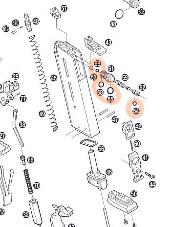 WA セットM 1911 ハイキャパ Rタイプ ステンレス／スチール製バルブ 放出バルブ用Oリング ウエスタンアームズ ガスブロ ガスガン_画像3