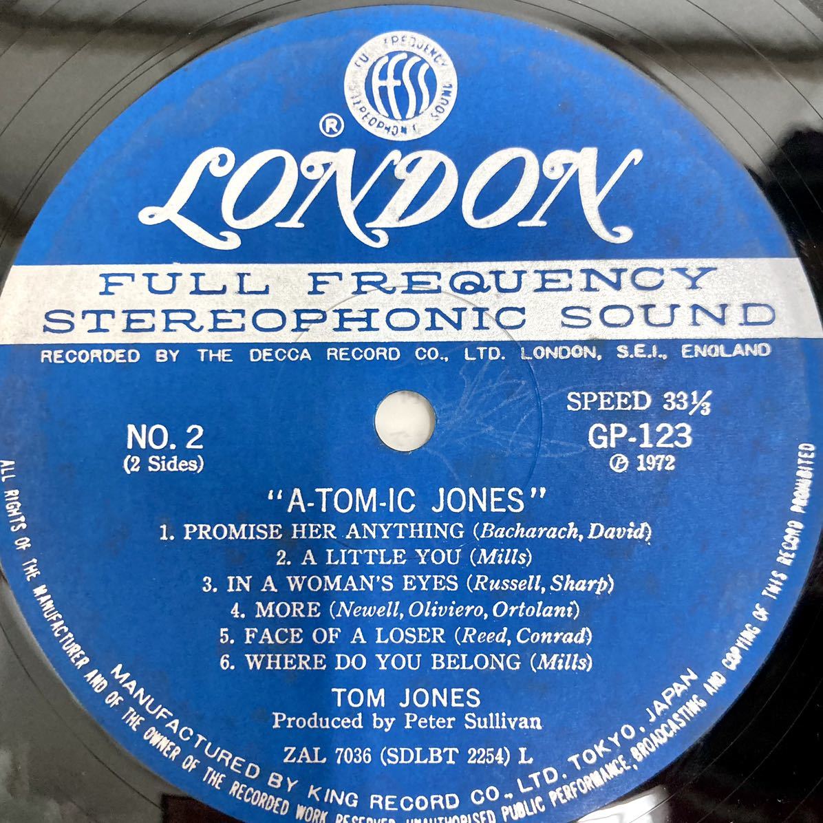 【1972年London Record盤 帯付き】Atomic A-Tom-ic Jones サード・アルバム / Tom Jones トム・ジョーンズ 【LP アナログ レコード 】 _画像6