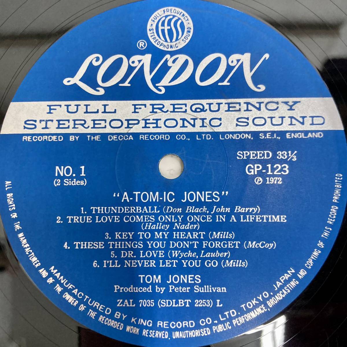 【1972年London Record盤 帯付き】Atomic A-Tom-ic Jones サード・アルバム / Tom Jones トム・ジョーンズ 【LP アナログ レコード 】 _画像4