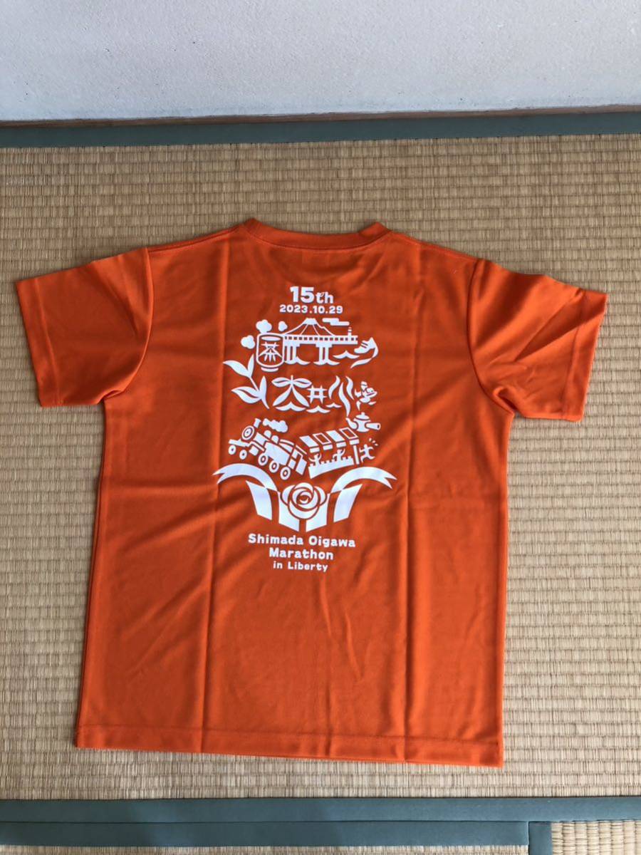 未使用　ランニング半袖Tシャツ　島田大井川マラソン２０２３　参加 記念 Ｔシャツ　サイズM　オレンジ