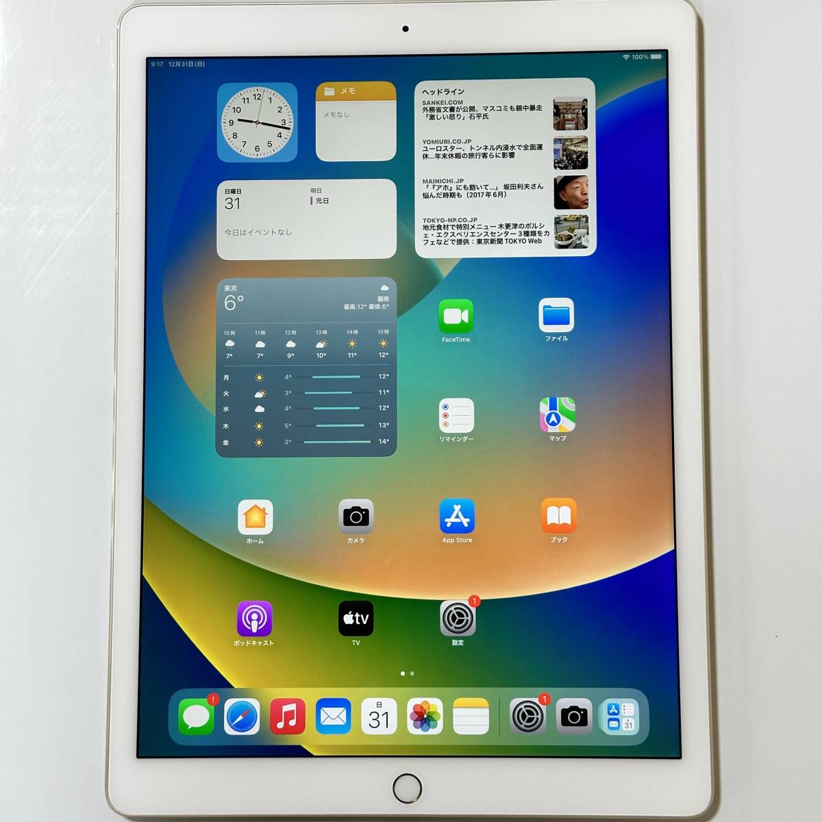 Apple iPad Pro (12.9インチ) ゴールド 32GB ML0H2J/A Wi-Fiモデル iOS16.7.4 アクティベーションロック解除済_画像1