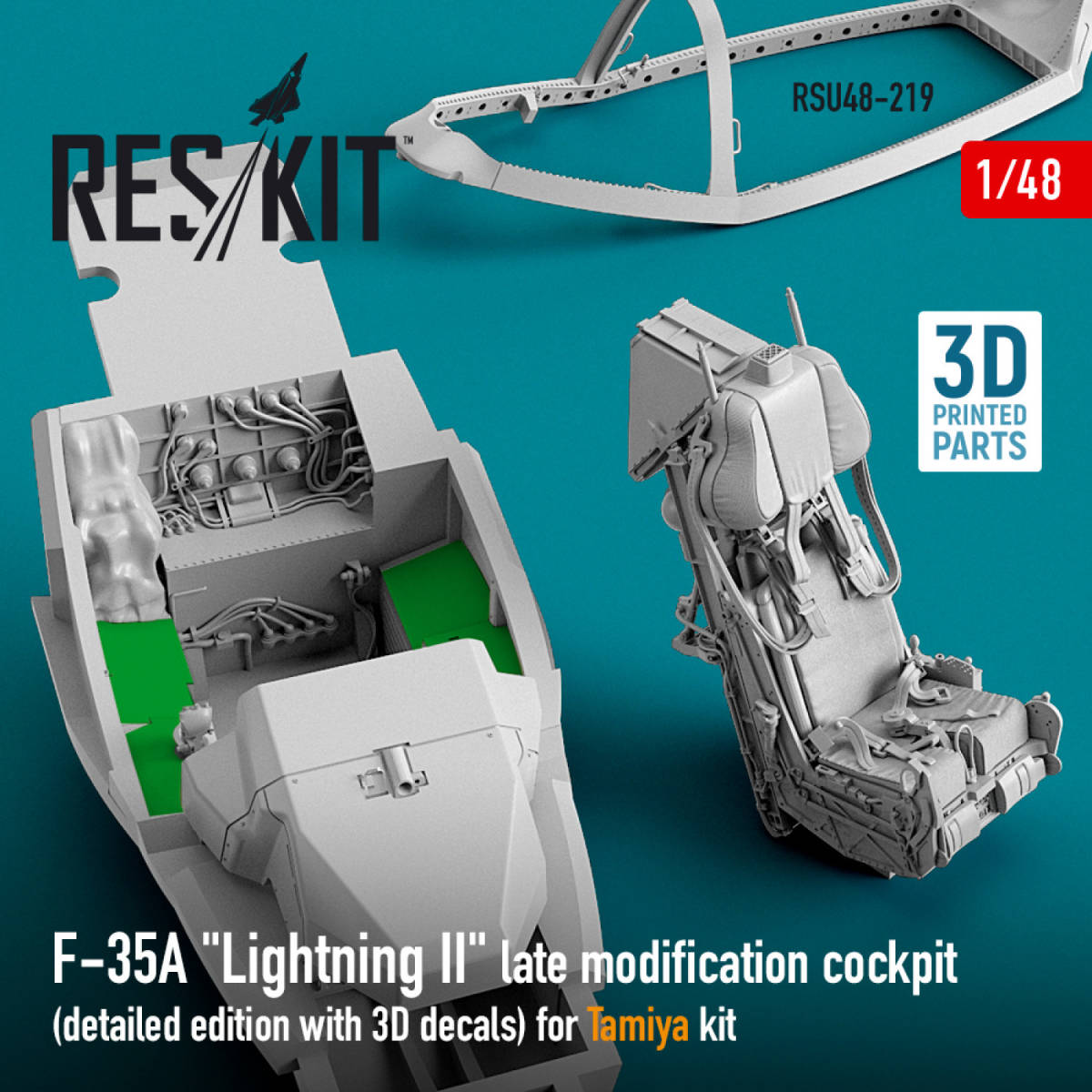 ◆◇RESKIT【RSU48-0219】1/48 F-35A コックピット(後期)/3D内装デカール付き(タミヤ用)◇◆_画像3