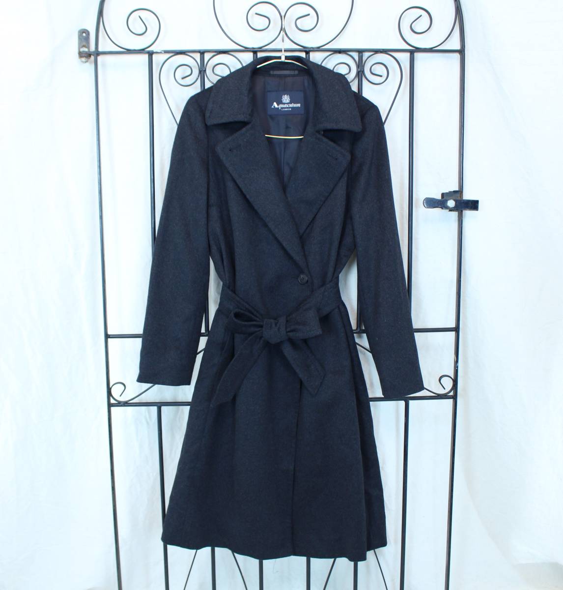Aquascutum CASHMERE BREND WOOL BELTED COAT MADE IN JAPAN/アクア