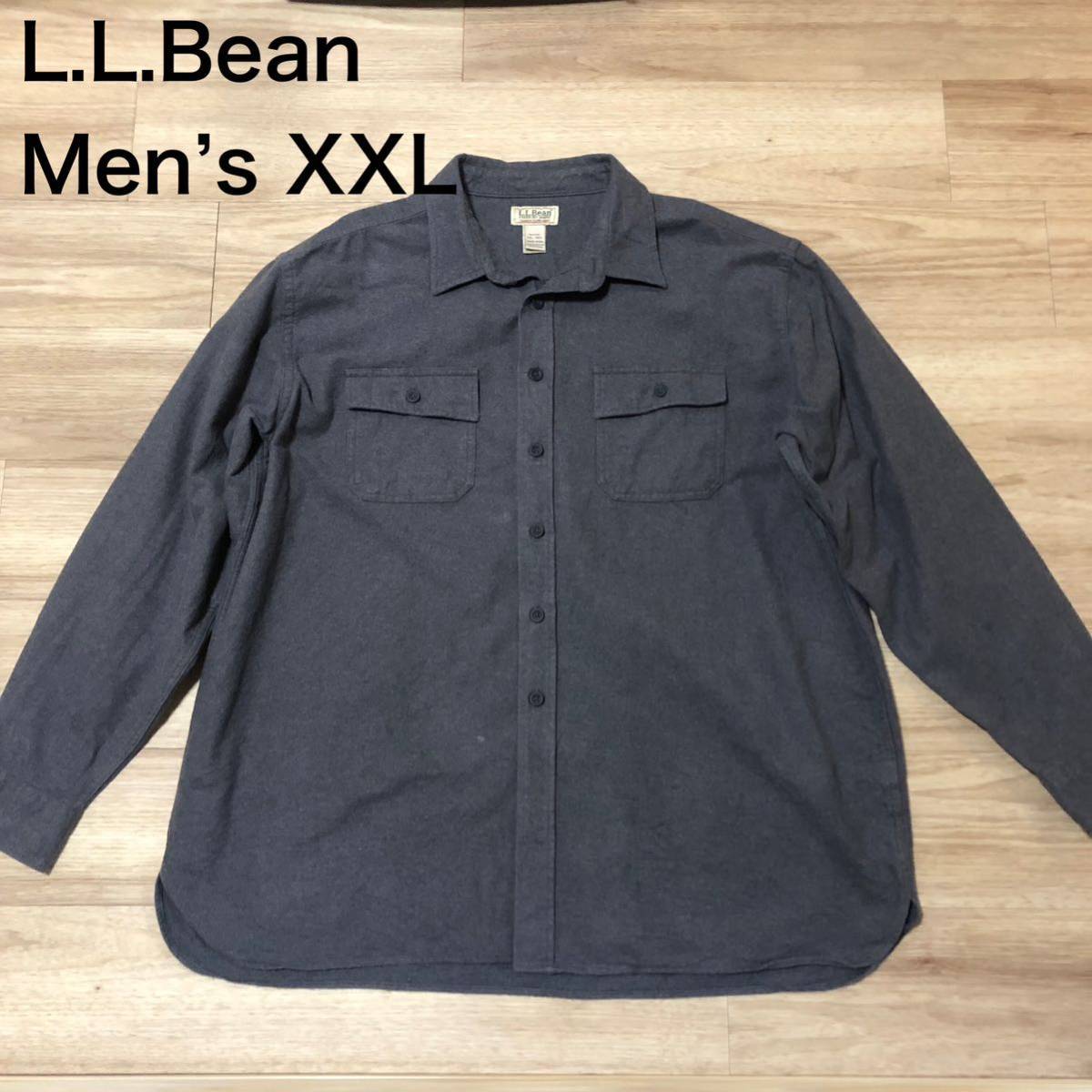 【送料無料】L.L.Beanやや厚手コットン長袖シャツ　グレー　メンズXXLサイズ　エルエルビーンアウトドア登山_画像1