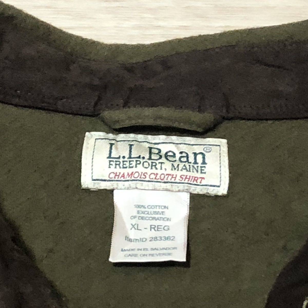 【送料無料】L.L.Beanやや厚手切り返しコットン長袖シャツ　オリーブ茶色　メンズXLサイズ　エルエルビーンアウトドア登山_画像5