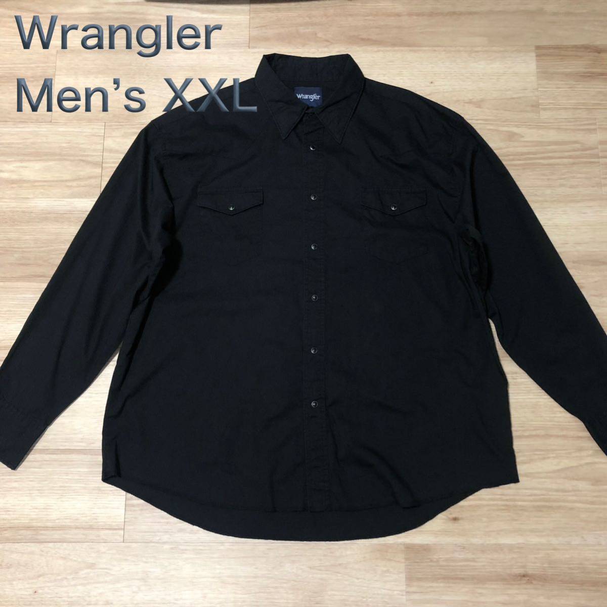 【送料無料】Wrangler 長袖シャツ黒　メンズXXLサイズ　ラングラー大きいビッグサイズ_画像1