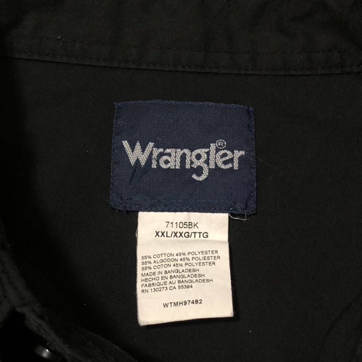 【送料無料】Wrangler 長袖シャツ黒　メンズXXLサイズ　ラングラー大きいビッグサイズ_画像5