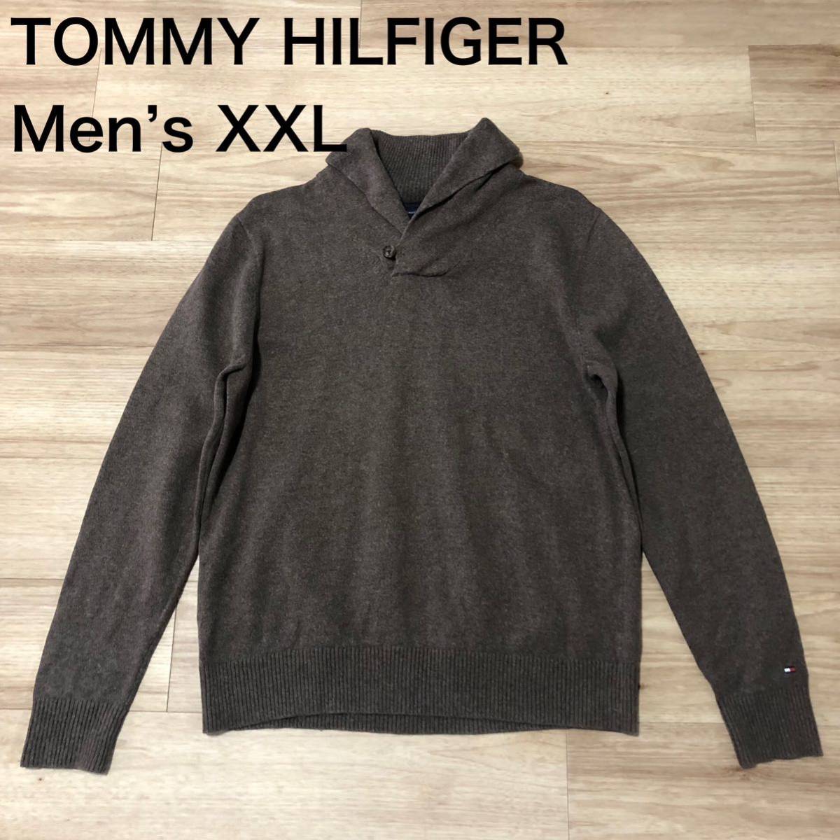 【送料無料】TOMMY HILFIGER襟付きニットセーター茶色　メンズXXLサイズ　トミーヒルフィガーカーキブラウン_画像1