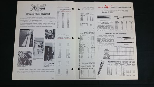 [ Showa Retro foreign book [fenwick( fender wik) QUALITY FIBERGLASS FISHING RED BLANK( rod ) catalog + wholesale trader table 1972 year ]
