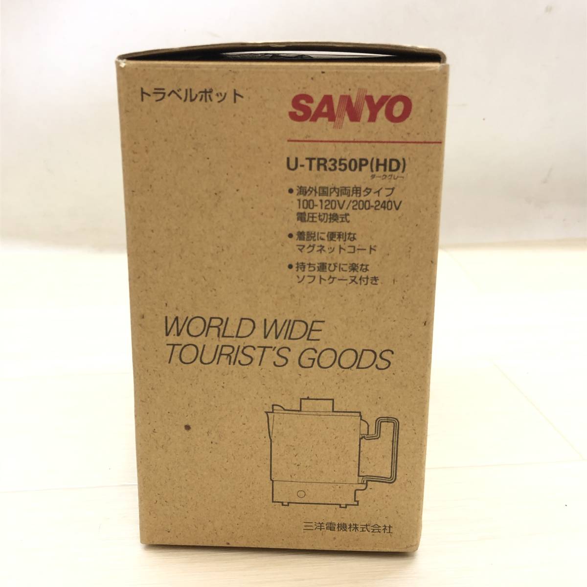 ♪未使用品 SANYO サンヨー トラベルポット U-TR350P 携帯用ポット 0.35L 海外国内両用 ダークグレー 箱付き♪G22380_画像9