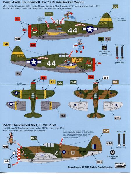 1/32 ライジングデカール 地中海と東南アジアの P-47Dの画像3