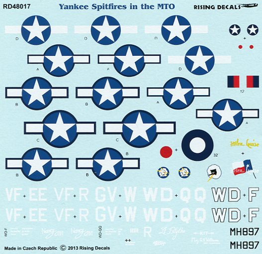 1/48 ライジングデカール　地中海戦線の米軍スピットファイア_画像2