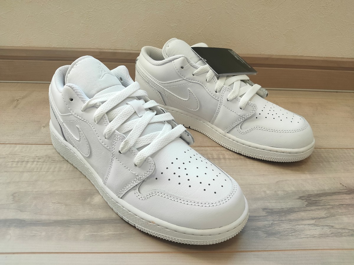 24cm 新品 NIKE AIR JORDAN 1 LOW GS TRIPLE WHITE ナイキ エアジョーダン 1 ロー エア ジョーダン トリプルホワイト 白 ホワイト WHITE_画像6