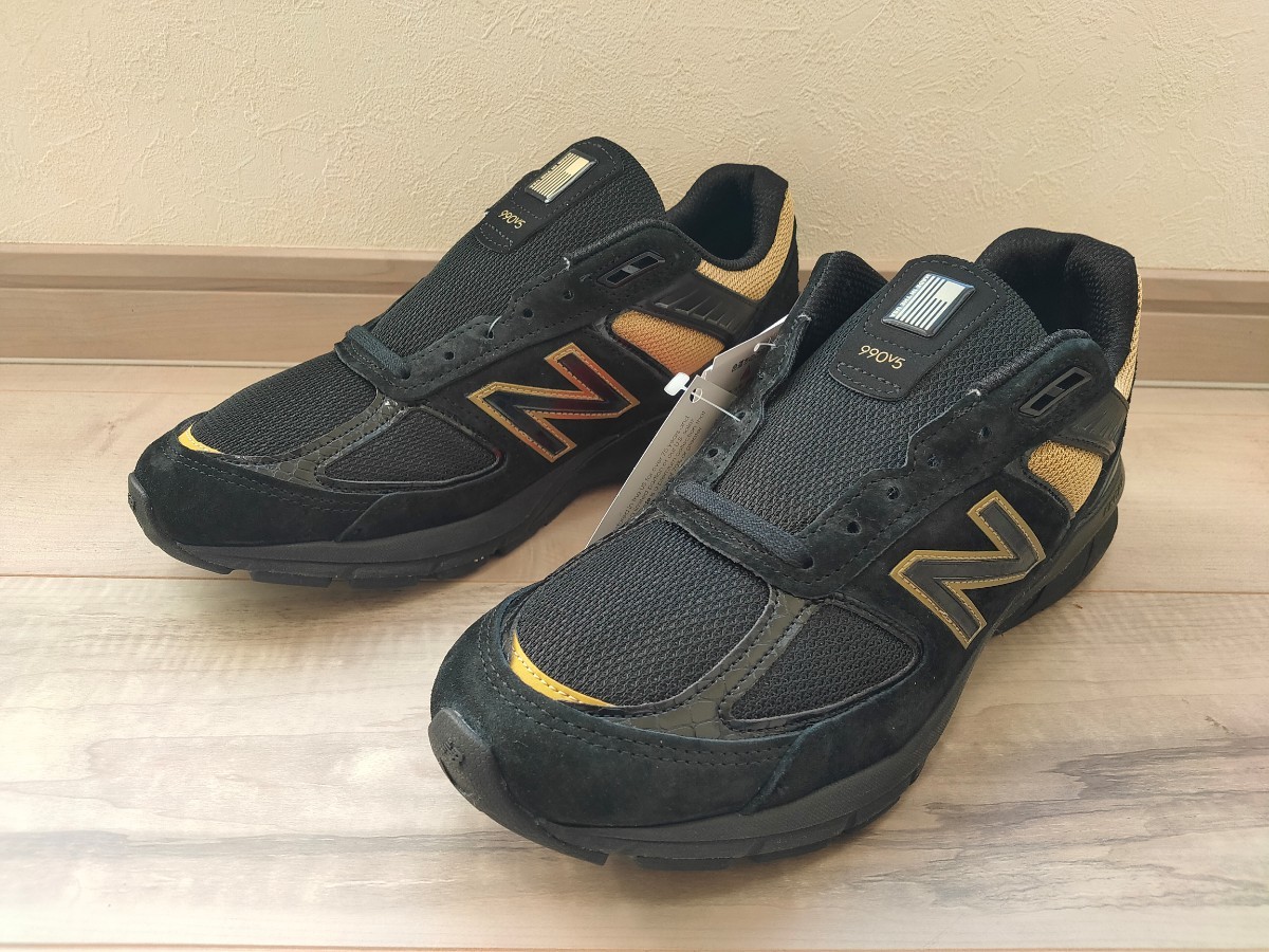 28cm 新品 NEW BALANCE ニューバランス M990BH5 黒×ゴールド ブラック BLACK 金 GOLD アメリカ製 USA製 990V5 BK5 _画像2