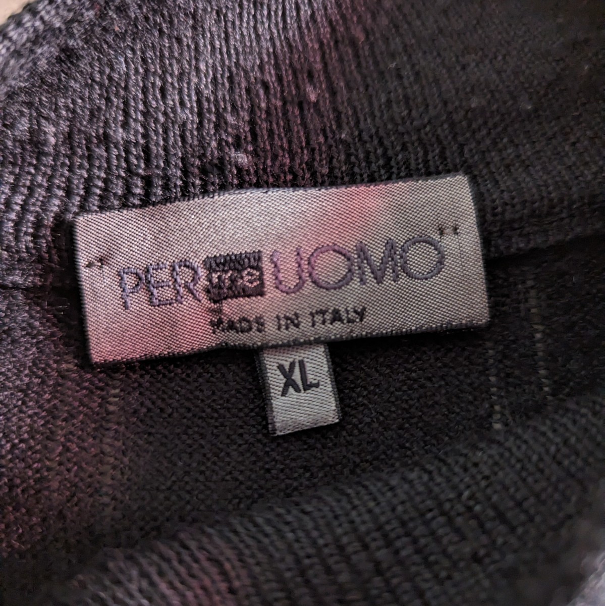 イタリア製 PERUOMO モックネックニット　ブラック　XL　ハイゲージ_画像4