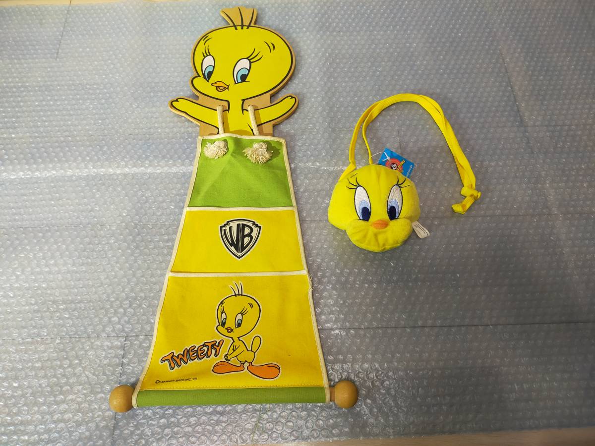 ★TWEETY　トゥイーティー　壁掛けレター入れ　がま口財布★昭和　レトロ　レア　サイフ　ポーチ　小物入れ　A15_画像1