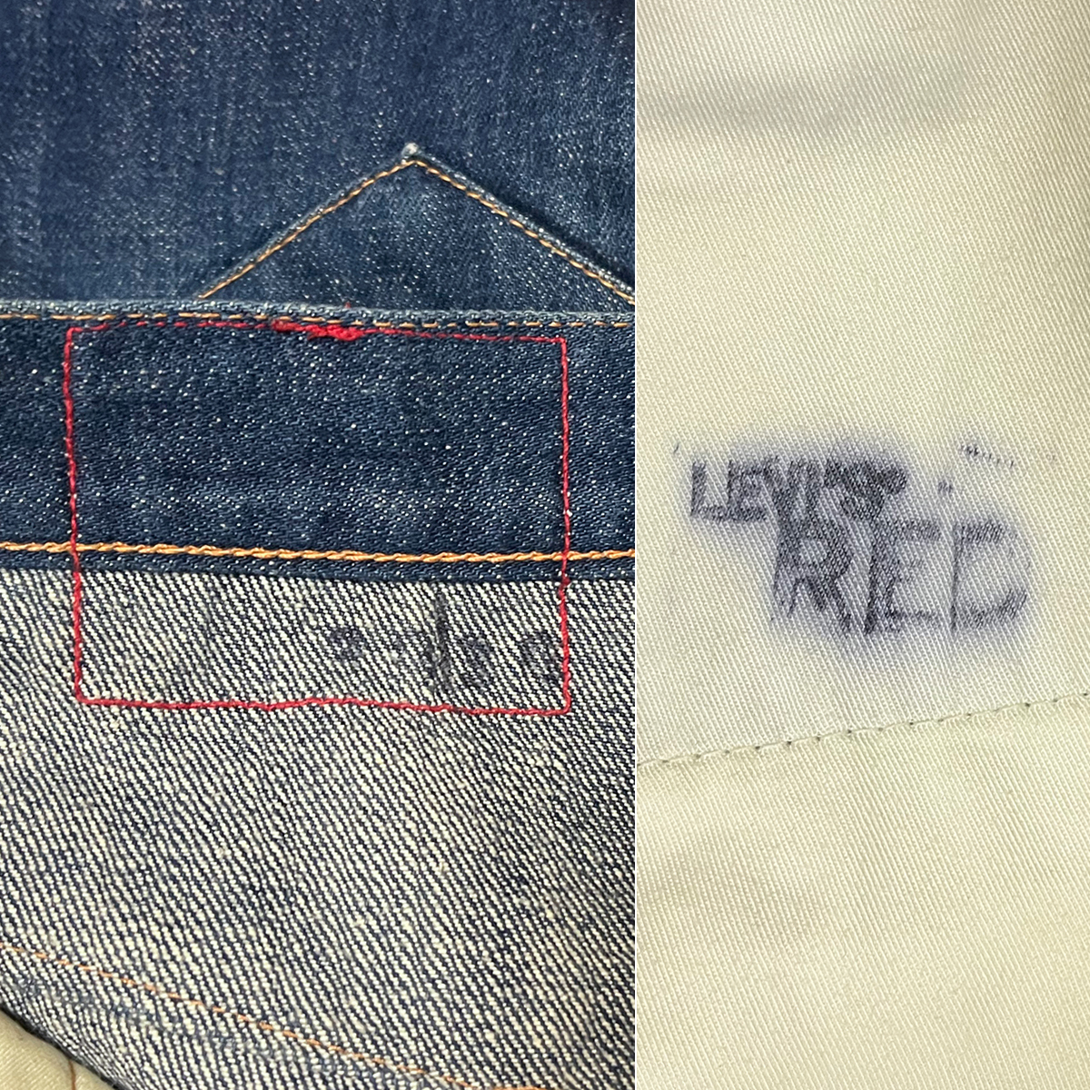 W28 цельный разрезание Levi's красный Levis RED 1st Slim First тонкий голубой линия Denim брюки Vintage L30 стандартный standard