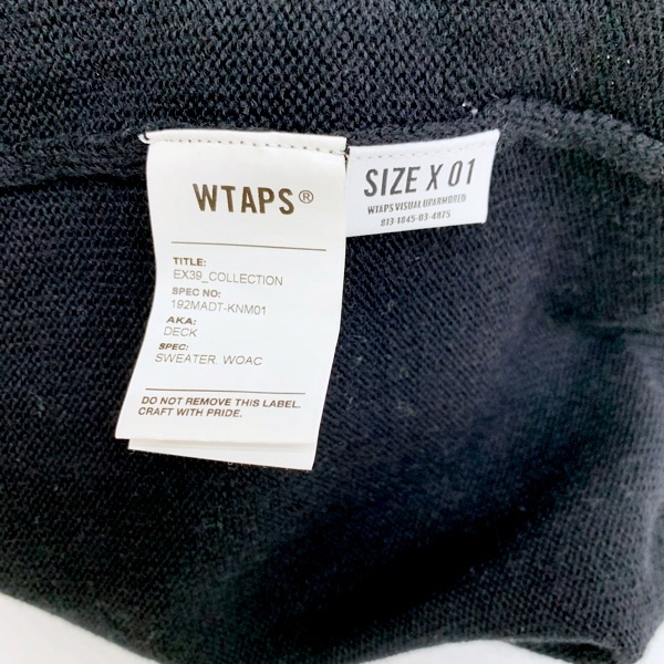 WTAPS DECK SWEATER ロゴ クルーネック ニット セーター ウール 192MADT-KNM01 メンズ 01 S相当 ダブルタップス トップス DM10425■_画像7