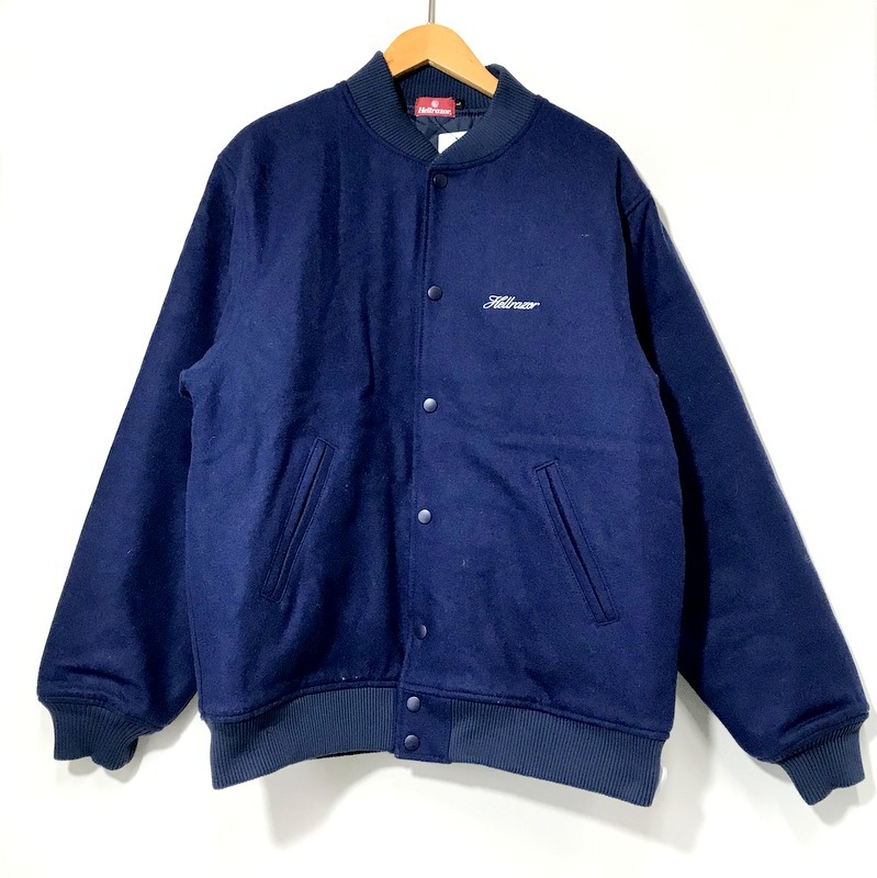 ショッピング売品 HELLRAZOR EMB LOGO FULLMELTON STADIUM JACKET NAVY スタジアム ジャンパー メンズ  Lサイズ ネイビー系 ヘルレイザー アウター A3166◆