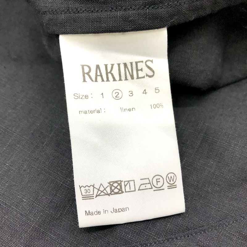 RAKINES ラキネス 半袖シャツ 麻 BLK 01S19HN002H メンズ 2 ブラック RAKINES 半袖シャツ A2558◆の画像7