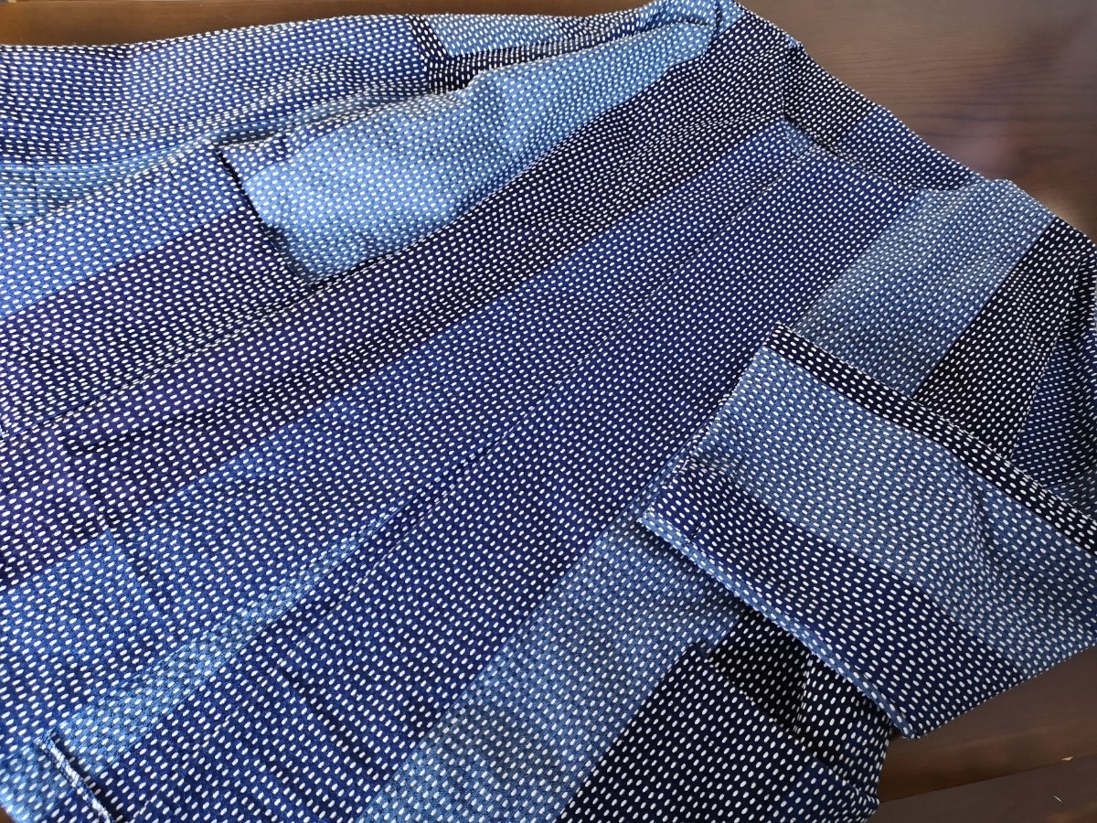 送料無料！手作り♪新生地日本の刺し子織り藍染木綿、ジャケット、コート.ブルゾン.ジャンパー.楽で素敵に♪_画像4