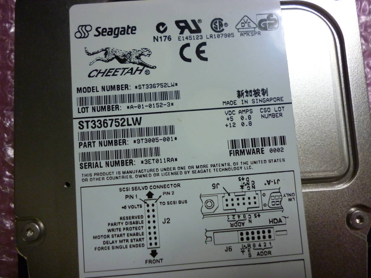 ★中古★Seagate SCSI接続 36GB (34.7GB) 3.5インチHDD 15000rpm ST336752LW ハードディスク Ultra160 68pin_画像2